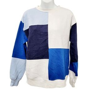 2/$20 Ardene White & Blue Crewneck Sweatshirt Top Size: Small